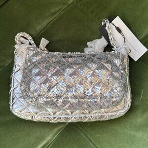 NWT MZ Wallace Limited Edition Crosby Crossbody, Silver Leather and Sequin
